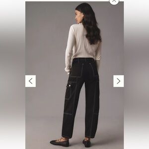 Anthropologie Black Cargo Pants with White Stitching